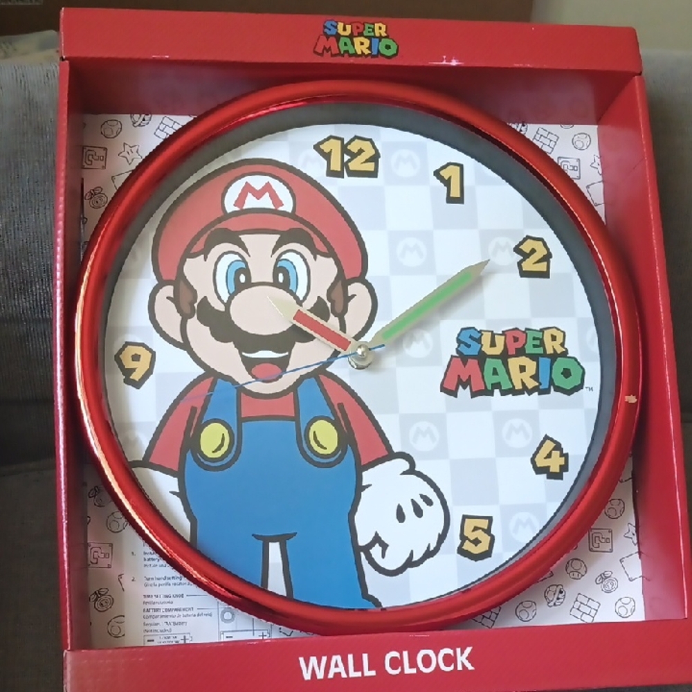 Super Mario Wall Clock Specifically The Super Mario Bros side By side 10".
